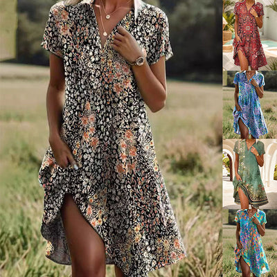 Floral Print Women's Dress with Feminine Silhouette