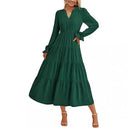Chic Women's Maxi Dress with Button Details and Flowing Sleeves
