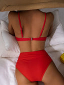 Women's High-Cut Bikini Set with Padded Top and Adjustable Straps