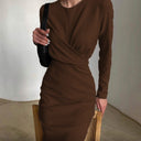 Chic Long Sleeve Wrap Dress with Flowing Design