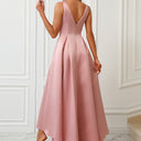 Chic Asymmetrical Satin Evening Dress with Pleats