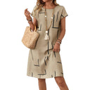 Geometric Print Oversized Women's Dress with Pockets