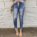 Leopard Print Destroyed Women's Jeans