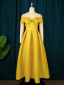 Chic Off-Shoulder Evening Dress with Stylish Hem