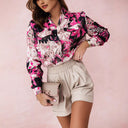 Floral Ruffle Women's Blouse for Stylish Elegance