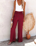 Chic High-Waisted Wide Leg Trousers with Button Placket