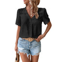 Women's Modern V-Neck Blouse with Lace Accents