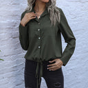 Chic Women's Blouse with Button Detail and Adjustable Hem