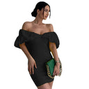 Off-Shoulder Mini Dress with Ruffled Hem for Women