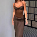 Women's Deep V-Neck Maxi Dress with Knot Accents