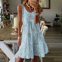 Airy Summer Dress with Flowing Skirt and Decorative Accents