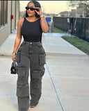 Women's Cargo Pants with Side Pockets and Trendy Design