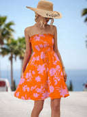 Floral Ruffle Summer Dress for Women with Elastic Waist