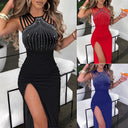 Rhinestone-Embellished Evening Dress for Women