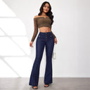 High-Waisted Flared Jeans with Chic Button Accents