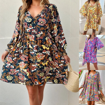 Floral Print Women's Summer Dress - Loose Fit Style