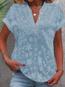 Floral Embroidered Women's V-Neck Blouse