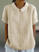 Classic Collar Short Sleeve Women's Blouse