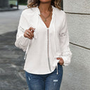 Lace Sleeve Women's Blouse with Chic Detailing