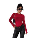 Chic Ruffled Collar Bodysuit with Glitter Accents