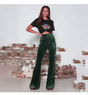 High Waist Glitter Flared Pants for Women