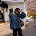 Trendy Women's Striped Blouse with Puff Sleeves
