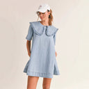 Women’s Denim Dress with Elegant Ruffle Detailing