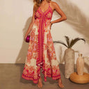 Artistic Patterned Halterneck Maxi Dress for Women