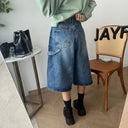 Chic Women's Denim Bermuda Shorts with High Pockets
