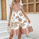 Floral V-Neck Women's Blouse Dress