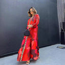 Animal Print Maxi Dress with Flowing Sleeves
