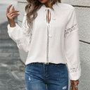 Lace Sleeve Women's Blouse with Chic Detailing