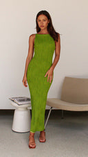 Women's Long Sleeve Maxi Dress with Ribbed Knit Design