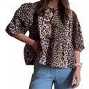 Fashionable Leopard Print Blouse with Bold Sleeves