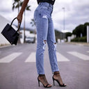 High-Waist Distressed Women's Jeans