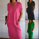 Women's Linen Dress with Side Pockets