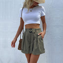 Chic Pleated Shorts with Belt for Women