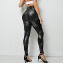 Glossy Snake Print Leggings for Women