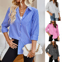 Women's Striped Blouse with Classic Collar Style