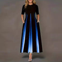 Maxi Dress with Gradient Design and Side Pockets