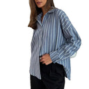 Striped Cotton Blouse for Women - Relaxed Fit