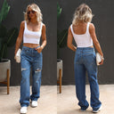 Vintage-Inspired Women's Boyfriend Jeans with Distressed Details