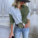 Stylish Women's Asymmetrical Blouse with Button Placket and Chest Pocket