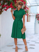 Chic Women's Shirt Dress with Fashion Tie Belt