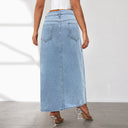 Chic Women's High Slit Denim Skirt