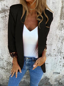 Chic Women's Blazer with Animal Print Sleeves