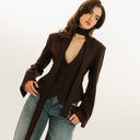 Chic High Collar Blazer with Statement Sleeves