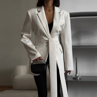 Chic Women's Blazer with Waist Belt