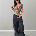 Women's V-Neck Camouflage Tee in Trendy Design