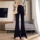 Chic Women's Fluffy Flared Pants with Frayed Hem